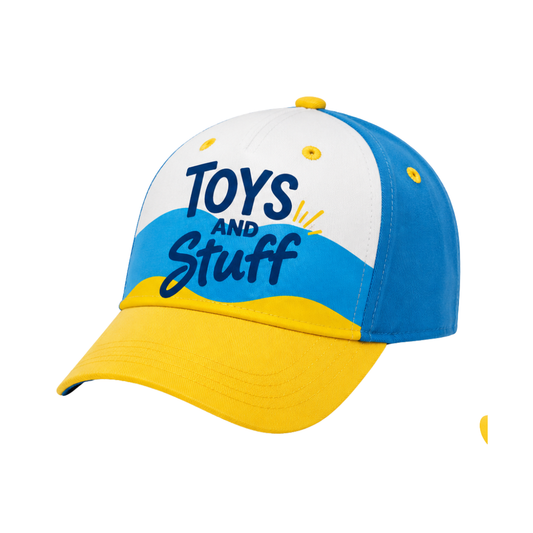 Toys and Stuff Kids Baseball Cap – Adjustable Blue & Yellow Adventure Hat