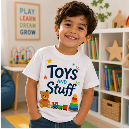Toys and Stuff Kids Graphic T-Shirt – Soft Cotton Everyday Tee for Play & Adventure