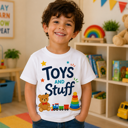 Toys and Stuff Kids Graphic T-Shirt – Soft Cotton Everyday Tee for Play & Adventure